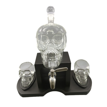 Set decantator cu craniu pentru whisky – sticlă borosilicat de înaltă calitate, design transparent