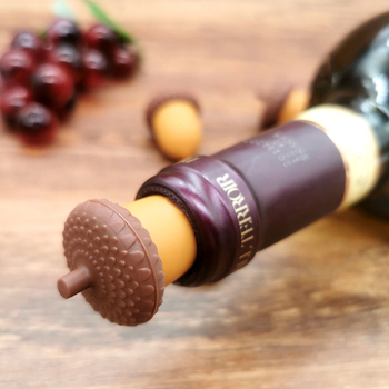 Dop mini din silicon pentru sticla de vin, cu design con de pin, pentru șampanie și vin roșu