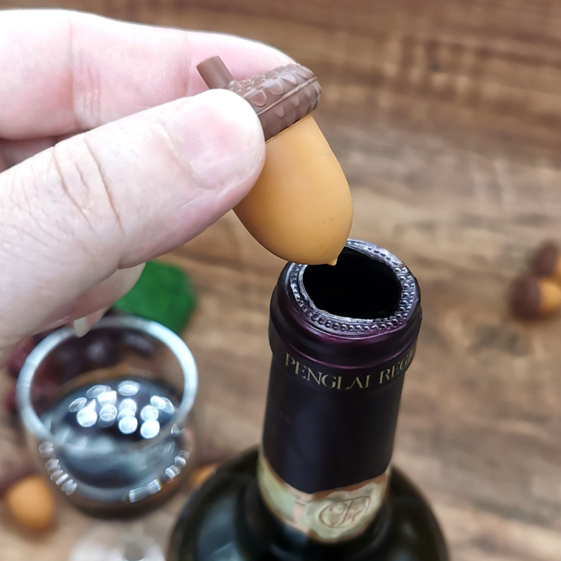 Dop mini din silicon pentru sticla de vin, cu design con de pin, pentru șampanie și vin roșu