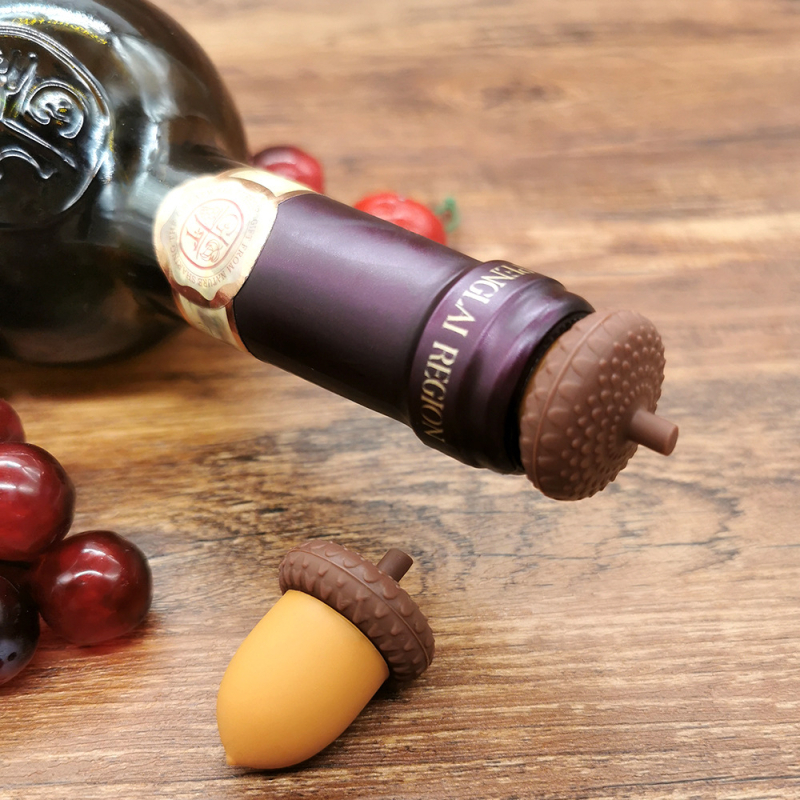 Dop mini din silicon pentru sticla de vin, cu design con de pin, pentru șampanie și vin roșu