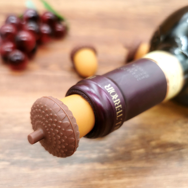 Dop mini din silicon pentru sticla de vin, cu design con de pin, pentru șampanie și vin roșu
