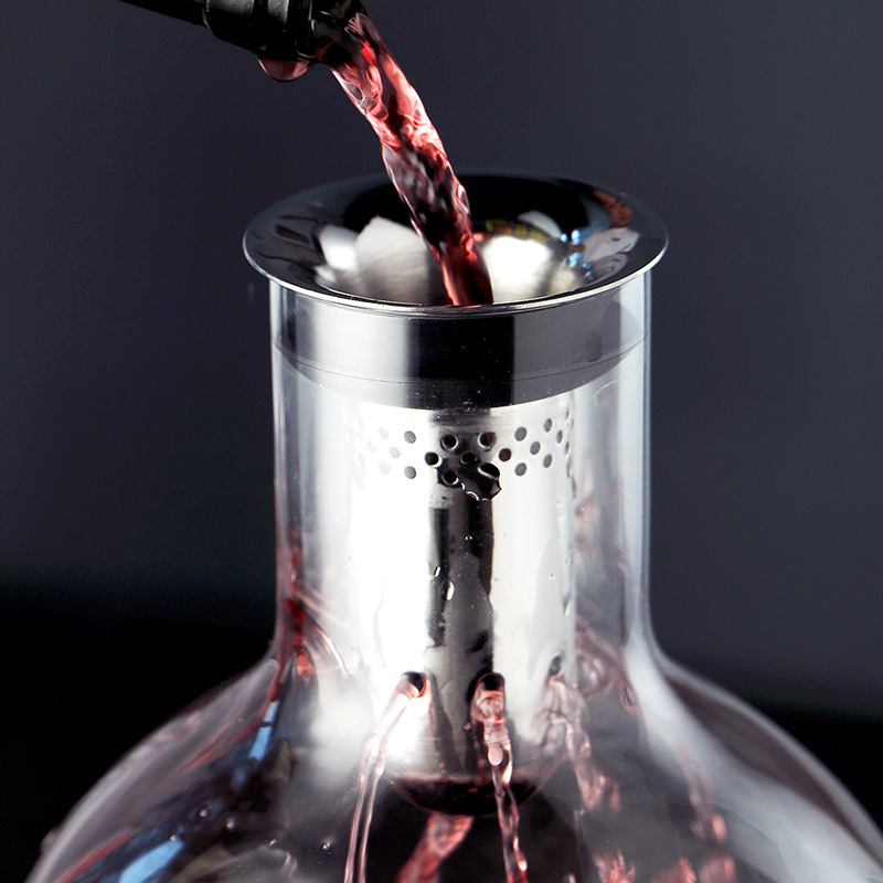 Decantator de vin în stil cascadă, aerare rapidă, sticlă de cristal, filtru de vin și separator, set de vin