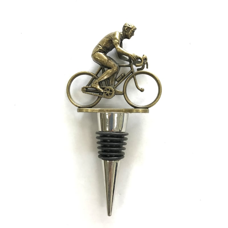 Dop pentru sticlă de vin din aliaj de zinc, placare electrolitică, design retro bronz cu motiv de curse de cai