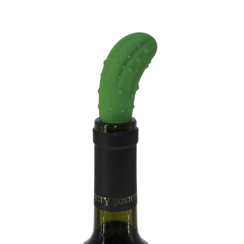 Stopper creativ pentru sticla de vin din silicon, cu formă de castravete