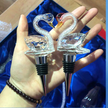 LUTIANNENG Dop pentru sticlă în formă de lebădă din cristal diamant, sigilare proaspătă, decor de casă creativ