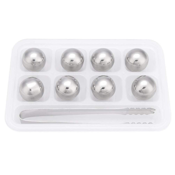 Set rotund de 8 capsule de gheață din oțel inoxidabil 304, cu clipsuri pentru whiskey