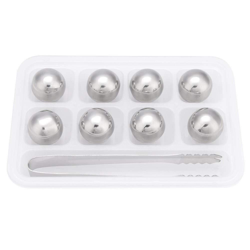 Set rotund de 8 capsule de gheață din oțel inoxidabil 304, cu clipsuri pentru whiskey