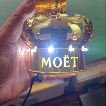 Dop LED pentru sticla de șampanie, coroană metalică
