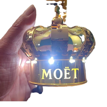 Dop LED pentru sticla de șampanie, coroană metalică