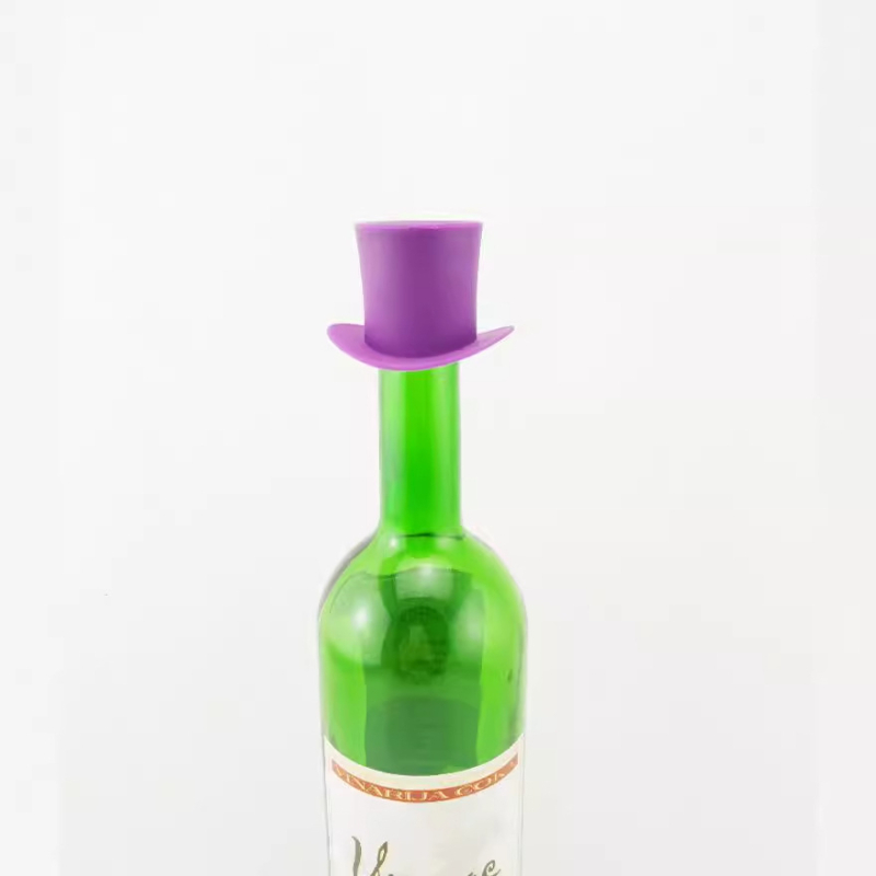 Stop de vin din silicon, capac de conservare pentru sticlă, dop de vin cu formă de pălărie de cowboy, etanșare împotriva prafului