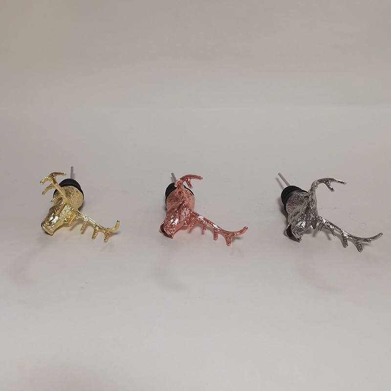 Stopper din oțel inoxidabil cu cap de cerb, design animal, pentru vin roșu, pentru utilizare casnică, păstrează prospețimea
