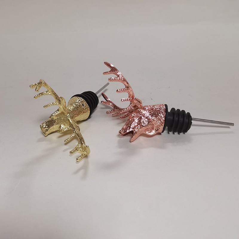 Stopper din oțel inoxidabil cu cap de cerb, design animal, pentru vin roșu, pentru utilizare casnică, păstrează prospețimea