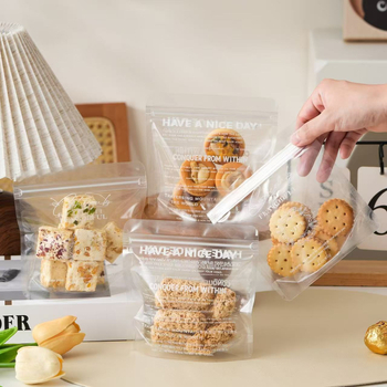 Pungă de ambalare Snowflake Pastry cu fermoar – pungi pentru bomboane și biscuiți, 13,5 × 13,5 cm, transparente, set 50