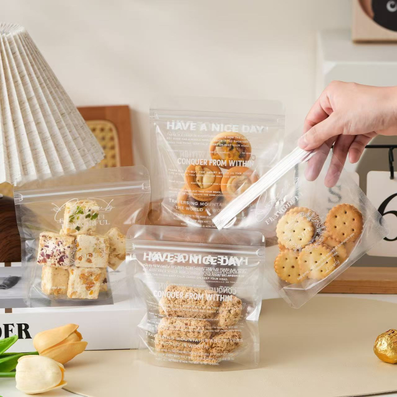 Pungă de ambalare Snowflake Pastry cu fermoar – pungi pentru bomboane și biscuiți, 13,5 × 13,5 cm, transparente, set 50
