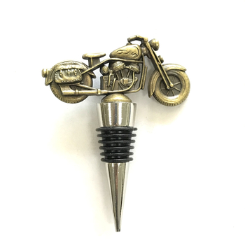 Dop de vin din aliaj de zinc, placat electrolitic, design retro bronz cu motocicletă