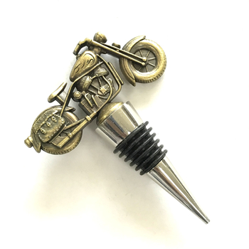 Dop de vin din aliaj de zinc, placat electrolitic, design retro bronz cu motocicletă