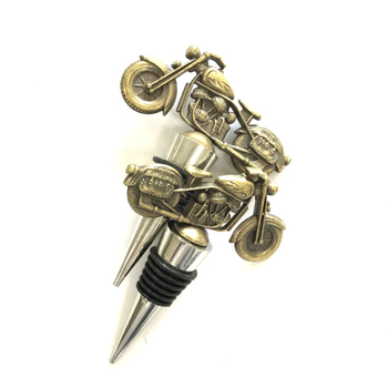 Dop de vin din aliaj de zinc, placat electrolitic, design retro bronz cu motocicletă