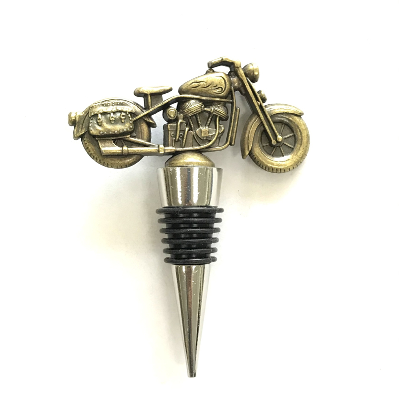 Dop de vin din aliaj de zinc, placat electrolitic, design retro bronz cu motocicletă