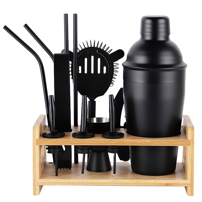 Set de 13 instrumente pentru cocktailuri din oțel inoxidabil, cu shaker, clips pentru gheață și strecurător