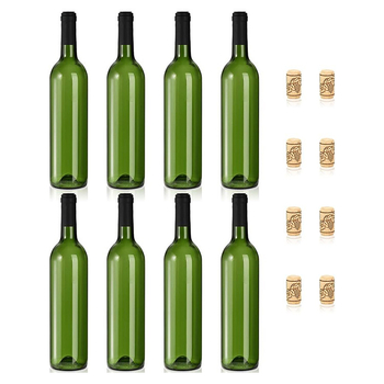 Zöld üvegű vörösboros palack, 750 ml, parafa záró és zárt fedél