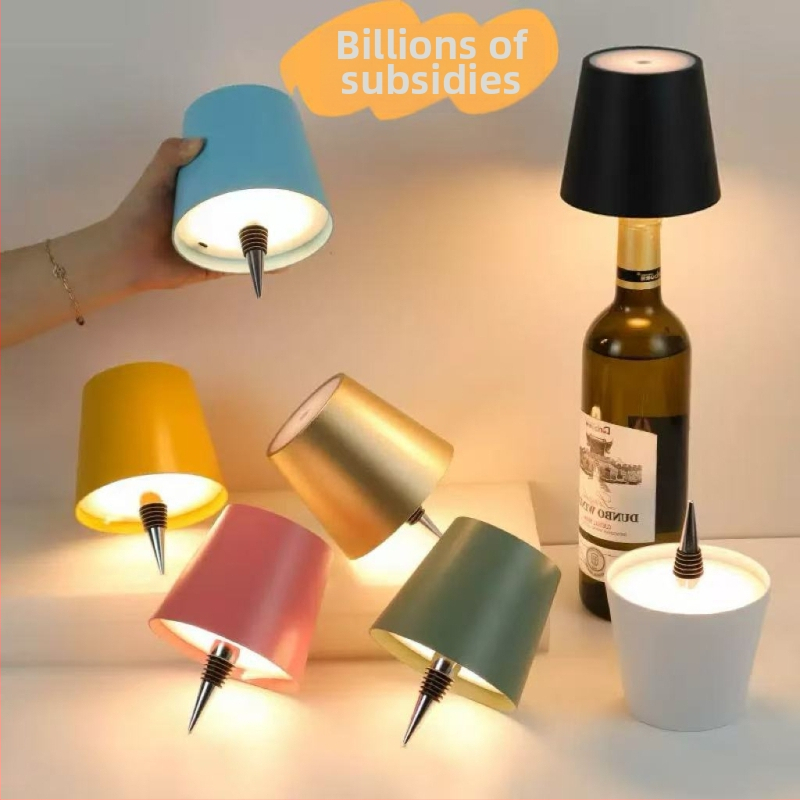 Lampa do fľaše vína s uzáverom – nočná svetlá a ambientné osvetlenie (dobíjateľná)