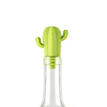 Stopper din silicon în formă de cactus pentru sticla de vin și marker pentru pahar