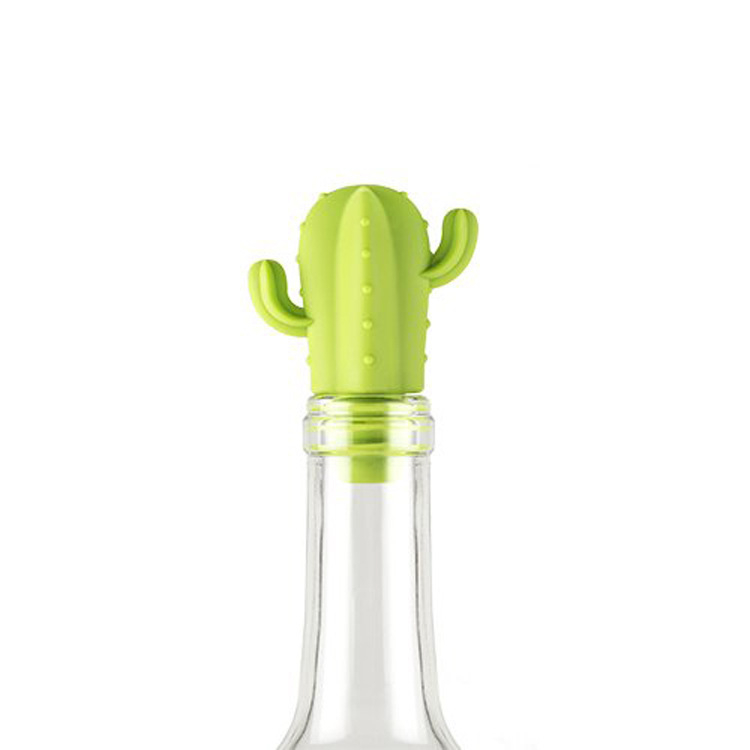 Stopper din silicon în formă de cactus pentru sticla de vin și marker pentru pahar