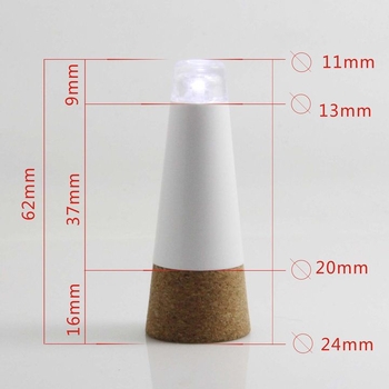 Capac de vin cu LED – dop din plută iluminat, 15 LED, întrerupător rotativ