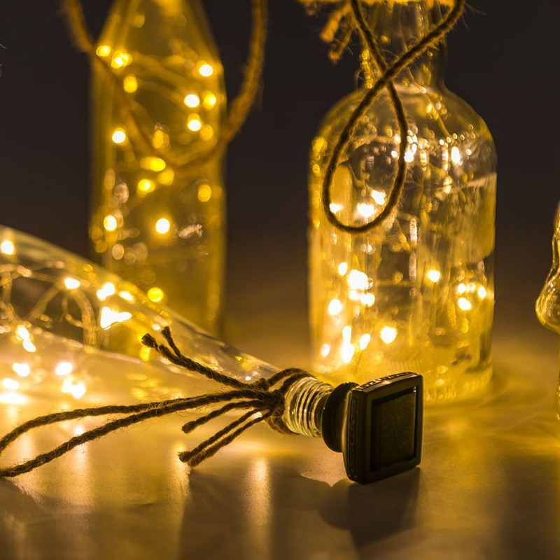 Kvadratne solarne lampice za vinsku čepu s bakrenom žicom, za vanjsku vodootpornu dekoraciju