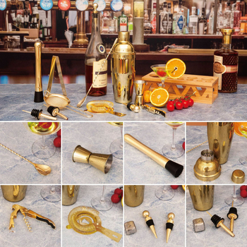 Set shaker cocktail din oțel inoxidabil 304, 13 piese