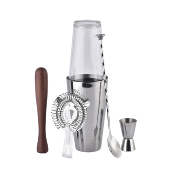 Set personalizat de instrumente pentru bar din Boston – unelte pentru cocktail, sticlă de cristal transparentă