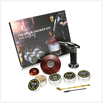 Kit de afumare pentru cocktailuri din lemn, cu capac – bucătărie și bar, mixologie creativă