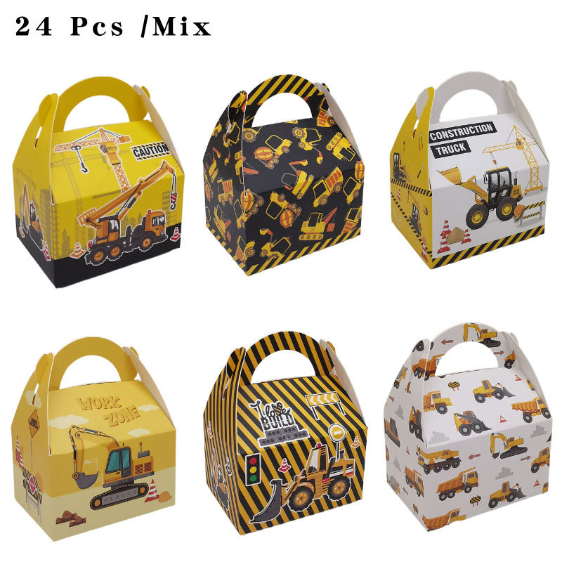 Cutie cadou creativă cu imprimare excavator, motiv corn, cutie de bomboane în stil desen animat pentru ziua copiilor