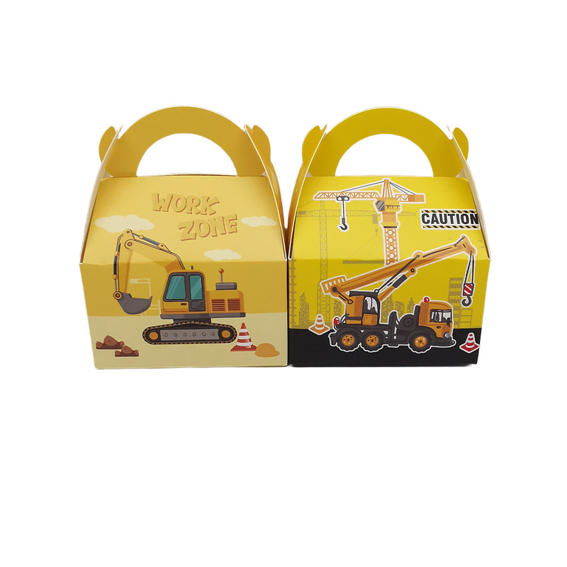 Cutie cadou creativă cu imprimare excavator, motiv corn, cutie de bomboane în stil desen animat pentru ziua copiilor