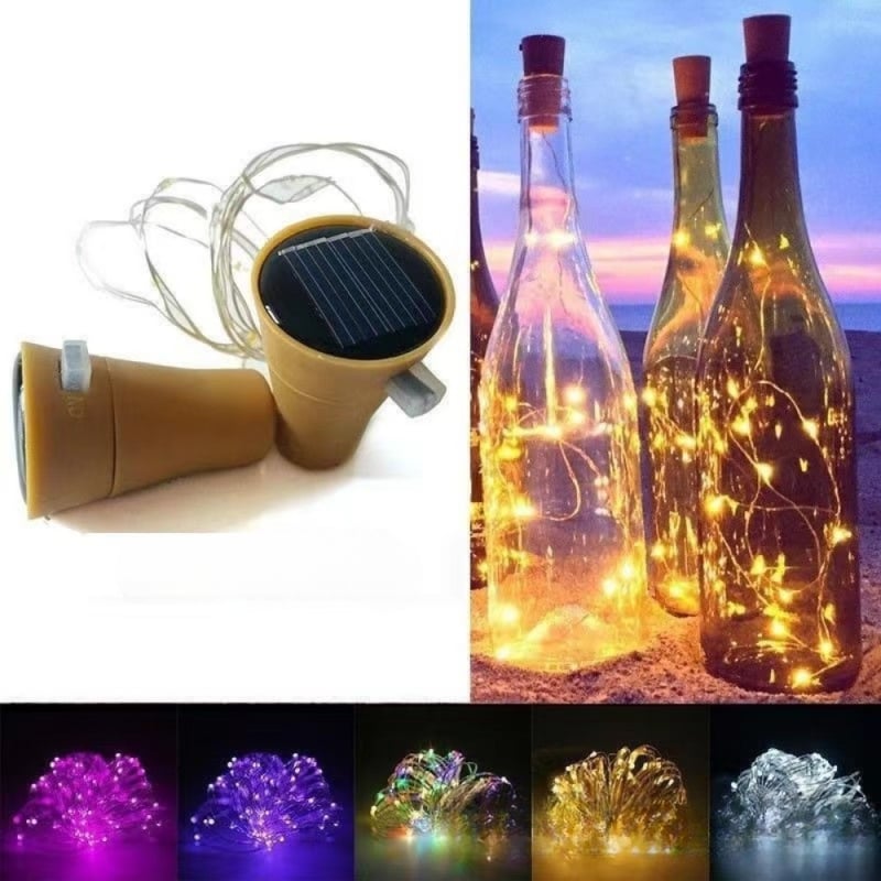 Solarna girljanda za vinsku bocu s bakrenim vodičem, 10 ili 20 LED, vanjska dekoracija