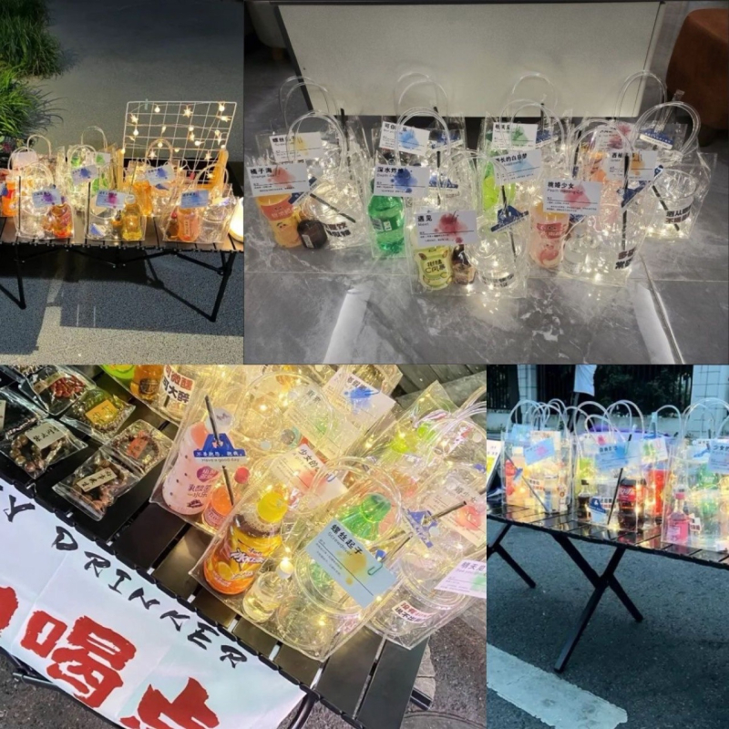 Un set de 10 cocktailuri preamesticate cu sticle mici de whisky și vodcă pentru piețe de noapte