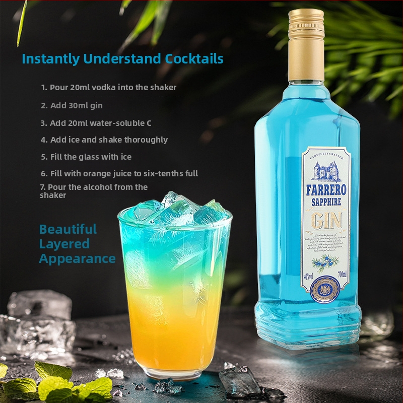 Zafírový gin kokteilová základňa, 700 ml, 40% obj., pre bary a kluby