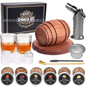 Sada na fumovanie whisky s dreveným sudom na koktaily