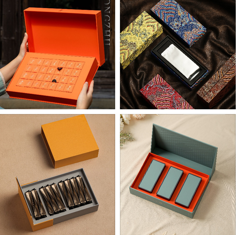 Set de ceai cadou cu recipient din metal gol: Da Hong Pao, Tieguanyin, Ceai de rocă cu scorțișoară, Jin Jun Mei – recipient metalic personalizabil
