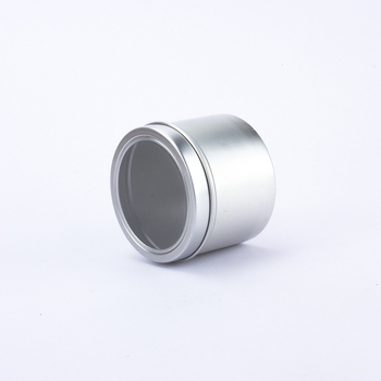 Cutie din aluminiu cu capac cu fereastră, rotundă, 65×50 mm, pentru ceai, produse uscate și pastă de ceară, model LH6550TK