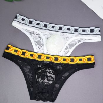 Seksi prozirne čipkaste muške gaćice s niskim strukom, prednji trokut i proziran dizajn