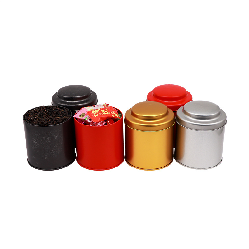 Cutie metalică de ceai personalizabilă, mandarin verde mic, metal alimentar, formă circulară cu capac convex