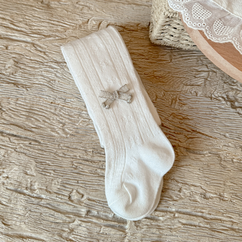 Új tavaszi leggings lányoknak, vékony, masnis díszítéssel, egyszínű gyerekeknek
