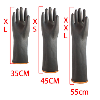 North Tower Mănuși negre industriale, rezistente la acizi și alcalii, îngroșate, rezistente la uzură pentru muncă pe șantier (36/45/55 cm)