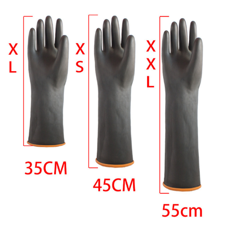 North Tower Mănuși negre industriale, rezistente la acizi și alcalii, îngroșate, rezistente la uzură pentru muncă pe șantier (36/45/55 cm)