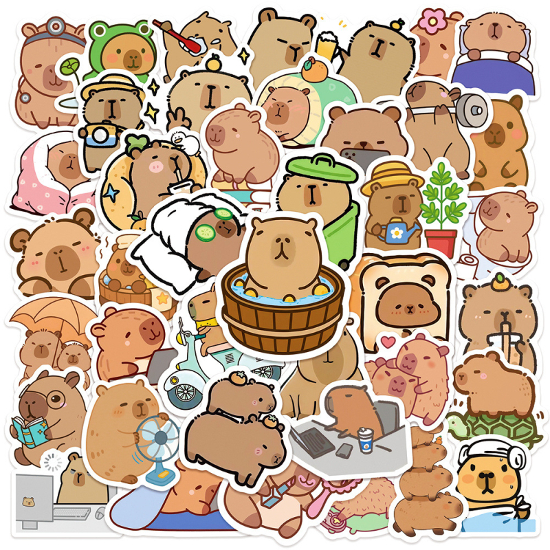 50 de autocolante cu capybara pentru jurnal DIY - autocolante rezistente la apă pentru cănile