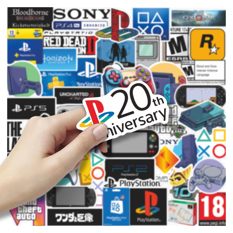 Set de 50 autocolante impermeabile pentru laptopuri și agende, cu temă PS jocuri - design cultural și creativ pentru decor de scenă