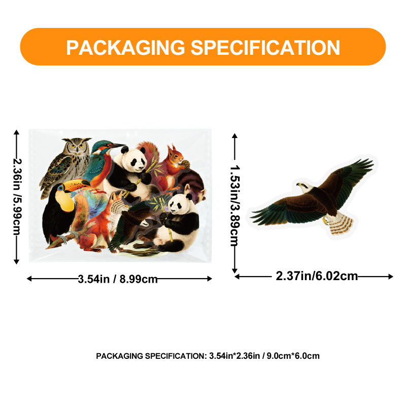 Set de 56 autocolante cu animale din pădure – drăguțe, realiste, autocolante PET transparente pentru bagaje și jurnale