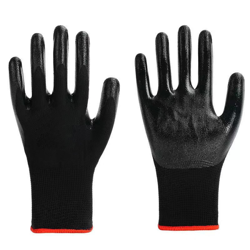 Plave nitrilne rukavice za kemijsku zaštitu, radne rukavice, 13-gauge nylon i bijela pređa