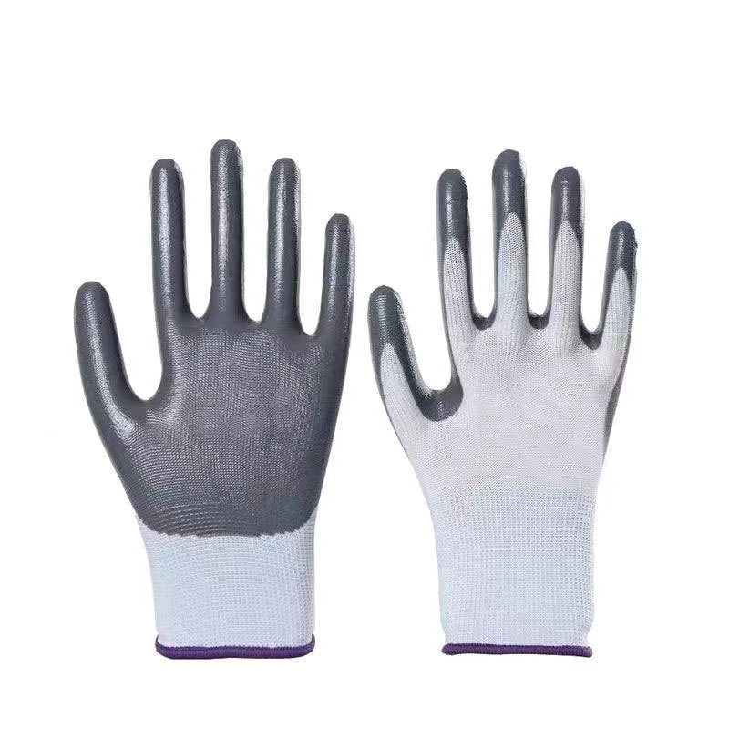 Plave nitrilne rukavice za kemijsku zaštitu, radne rukavice, 13-gauge nylon i bijela pređa
